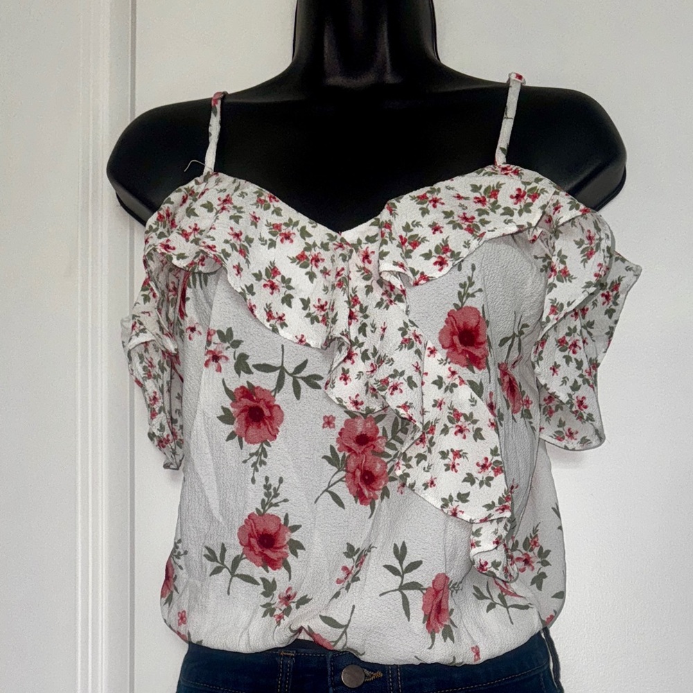 Floral Ruffle Women's Top - Picture 2 of 3